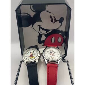 Disney Mickey and Minnie Mouse Women's Watches - New Batteries - Leather Bands